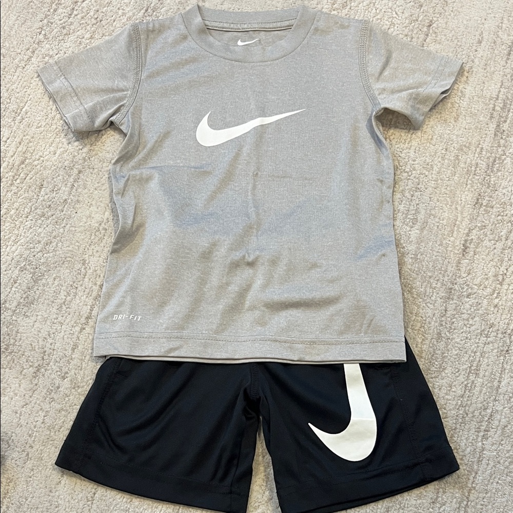 Nike Kids Gray Tee and Black Shorts Set